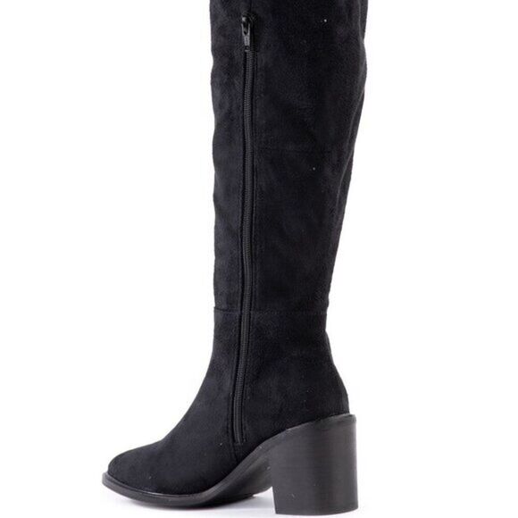 Women's Leather Boots Seychelles Knee High Block Heeled Winter Black Size 7 - Picture 3 of 5